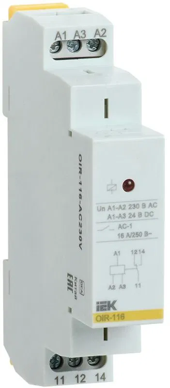 Реле промежуточное OIR 1 конт. (16А) 230В AC IEK OIR-116-AC230V ONI