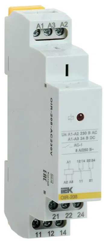 Реле промежуточное OIR 2 конт. (8А) 230В AC IEK OIR-208-AC230V ONI