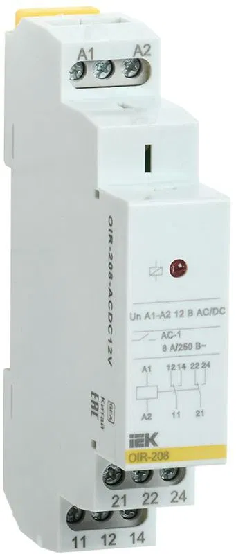 Реле промежуточное OIR 2 конт. (8А) 12В AC/DC IEK OIR-208-ACDC12V ONI