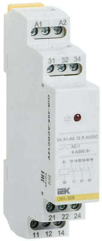 Реле промежуточное OIR 3 конт. (8А) 12В AC/DC IEK OIR-308-ACDC12V ONI