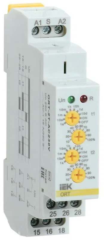 Реле времени ORT 2 контакта 230В AC с независим. уставками IEK ORT-2T-AC230V ONI