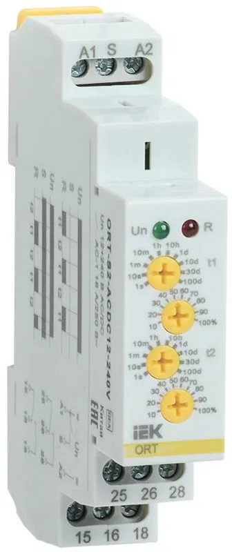 Реле циклическое ORT 2 контакта 12-240В AC/DC IEK ORT-S2-ACDC12-240V ONI