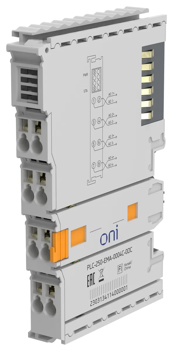 PLC 250 4-channel analog output module (0-20/4-20 mA) for CDS ONI PLC-250-EMA-0004C-0DC PLC
