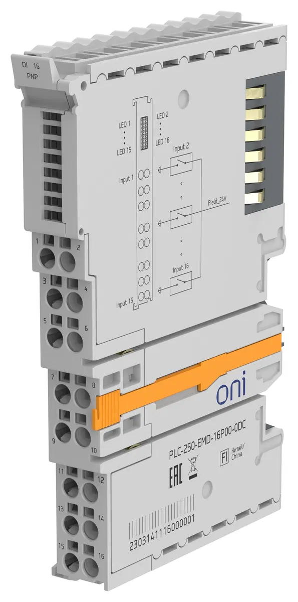 PLC 250 16通道PNP型离散输入模块，适用于CDS ONI PLC-250-EMD-16P00-0DC PLC