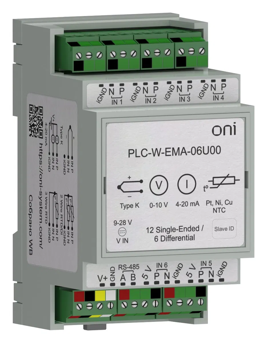 ПЛК W. Расширение 6 AI универсальные ONI PLC-W-EMA-06U00