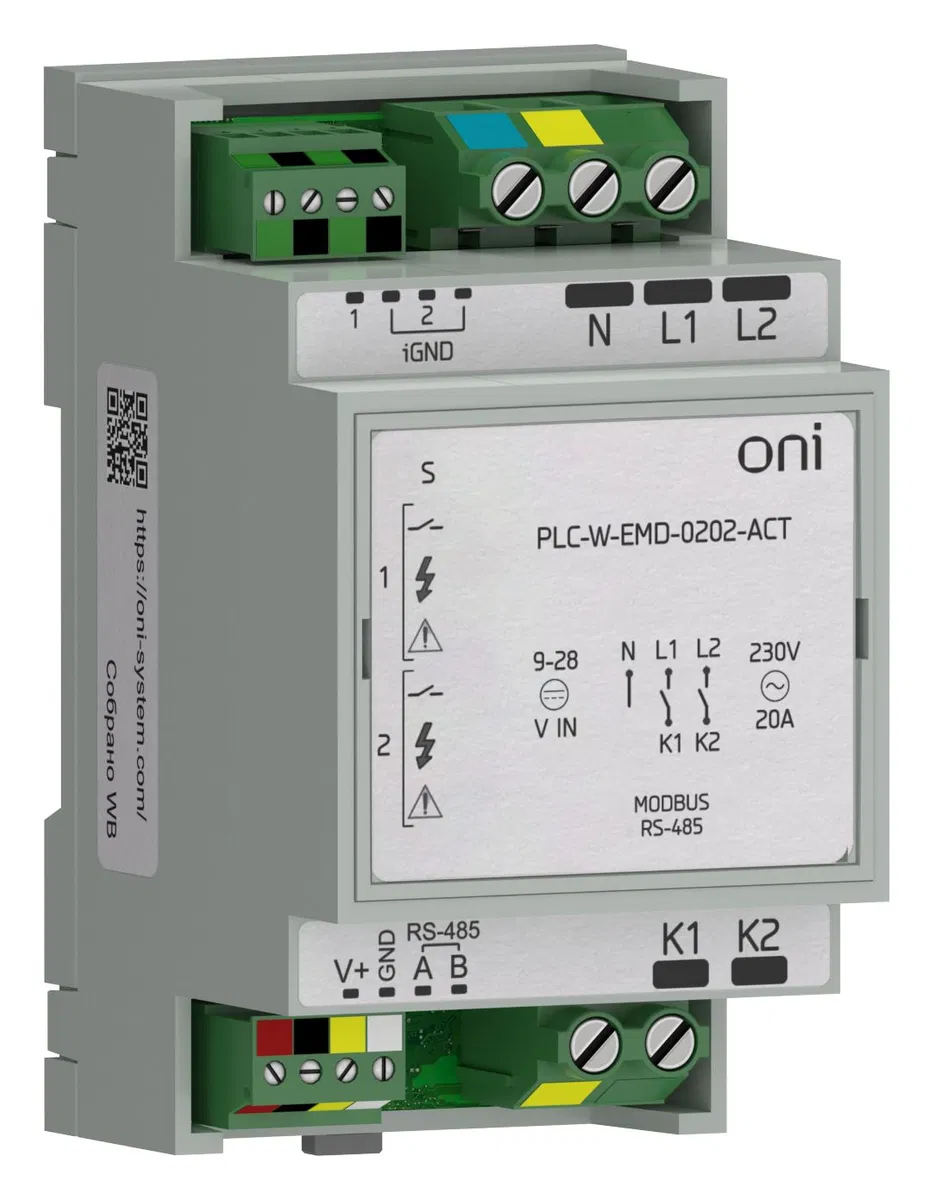 PLC W. Switching expansion 2 DI 2 DO with power measurement ONI PLC-W-EMD-0202-ACT