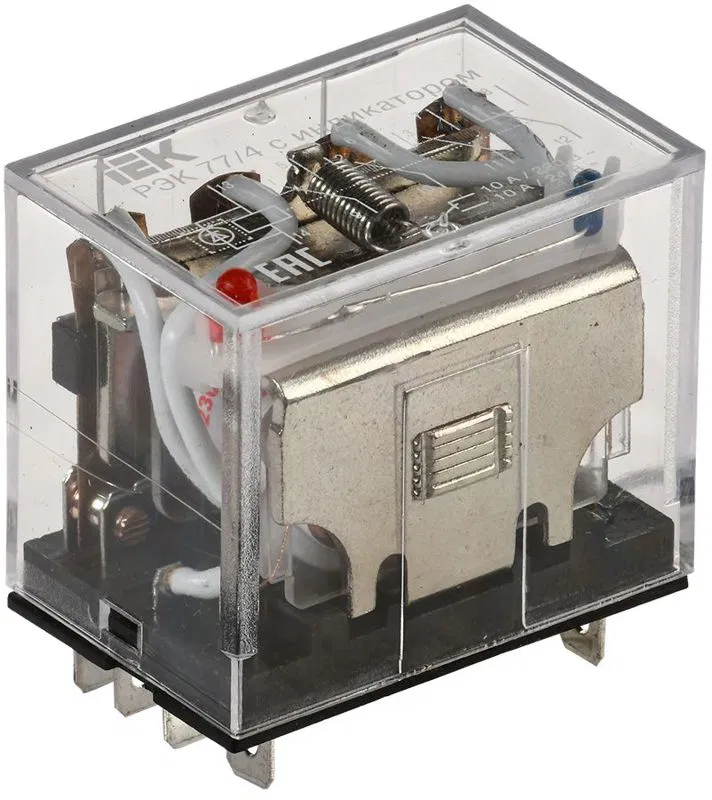 Реле РЭК 77-4(LY4) 10А 230В AC с индикацией IEK RRP10-4-10-220A-LED ONI