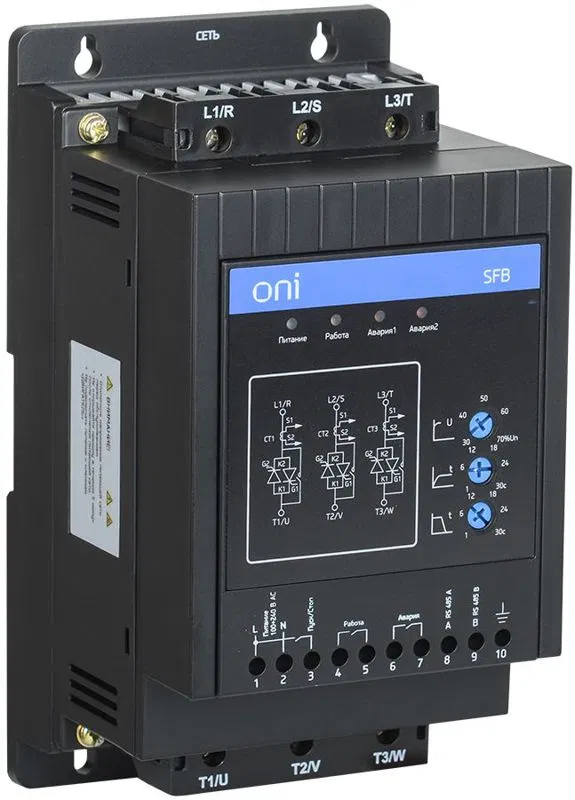Устройства плавного пуска УПП SFB 3Ф 380В 11кВт 22A Uупр 110-220В Modbus с выкл. ONI SFB-33-11-A-11