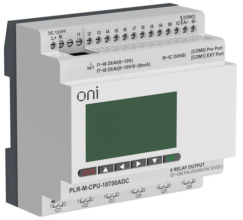 可编程逻辑控制器 (微型 PLC) PLR-M. CPU DI12/DO06(T) 24В DC ONI PLR-M-CPU-18T00ADC
