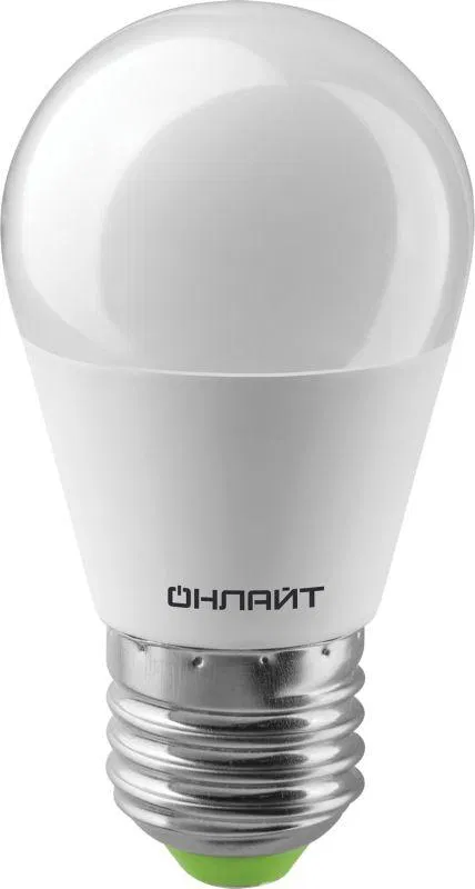 Лампа светодиодная 61 138 OLL-G45-6-230-6.5K-E27 6Вт шар 6500К холод. бел. E27 600лм 176-264В ОНЛАЙТ 61138