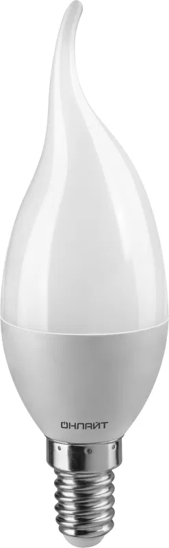 Лампа светодиодная 61 197 OLL-FC37-8-230-2.7K-E14-FR 8Вт свеча на ветру 2700К тепл. бел. E14 800лм 176-264В ОНЛАЙТ 61197
