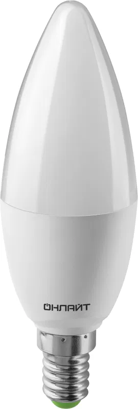 Лампа светодиодная 61 958 OLL-C37-10-230-6.5K-E14-FR 10Вт свеча 6500К холод. бел. E14 1000лм 176-264В ОНЛАЙТ 61958
