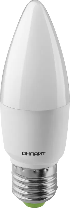 Лампа светодиодная 61 961 OLL-C37-10-230-6.5K-E27-FR 10Вт свеча 6500К холод. бел. E27 1000лм 176-264В ОНЛАЙТ 61961