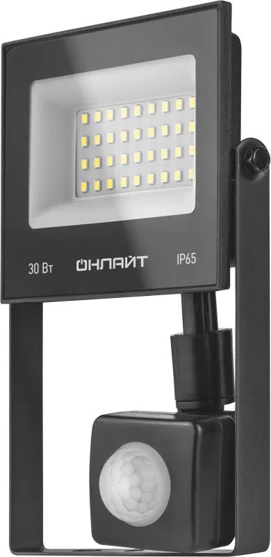 LED投光灯 61 984 OFL-02-30-4K-BL-IP65-LED-SNRA 30W 4000K IP65 2400lm 带运动传感器 黑色 ОНЛАЙТ 61984