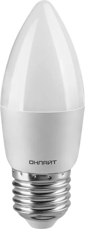 Лампа светодиодная 71 630 OLL-C37-6-230-2.7K-E27-FR 6Вт свеча 2700К тепл. бел. E27 600лм 176-264В ОНЛАЙТ 71630