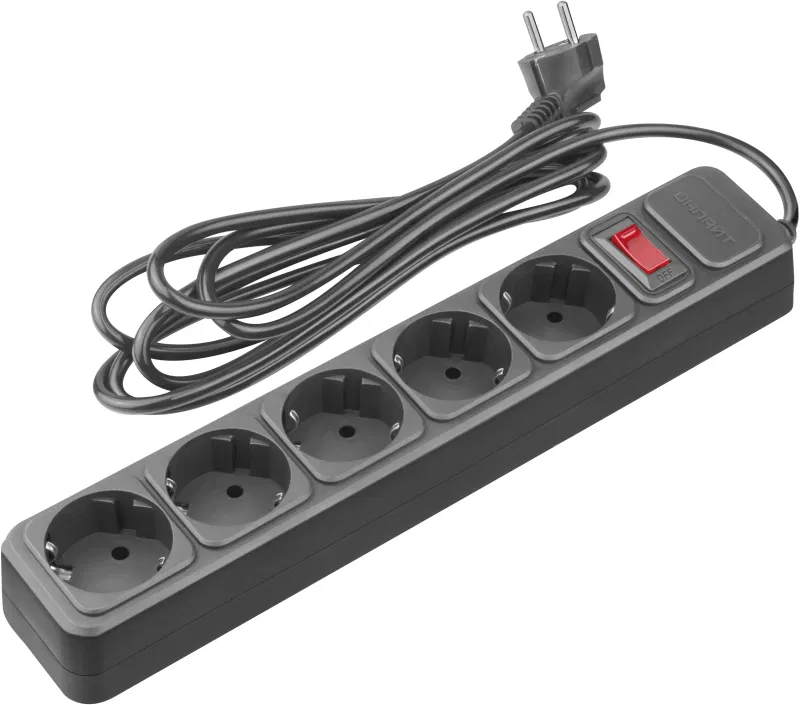 Power strip 5x3m 10A IP20 90 836 OSP-1-05-300-ESC-3x0.75-BL black ONLAYT 90836