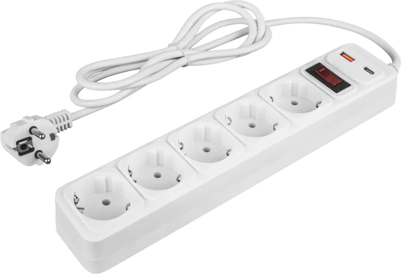 Power strip 5x1.8m 10A IP20 90 881 OSP-USB-05-180-ESC-3x0.75-WH white ONLITE 90881