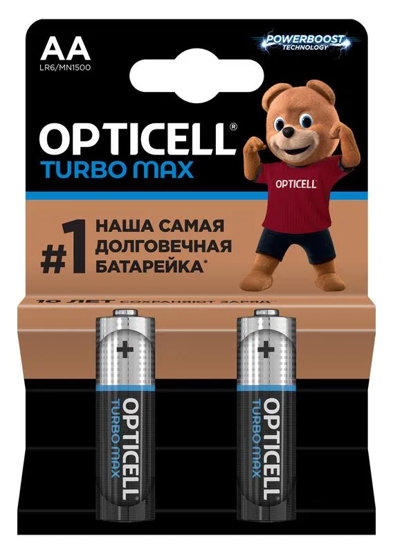 Элемент питания алкалиновый AA/LR6 (блист. 2шт) Turbo Max Opticell 6053001