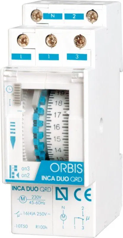 Реле времени модульное недельное INCA DUO QRS шаг 3.5ч с рез. ORBIS OB330432
