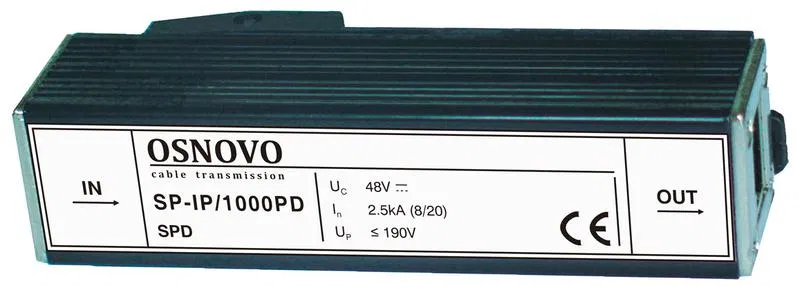Устройство грозозащиты SP-IP/1000PD для локал. вычислит. сети (скорость до 1000Мбит/с) с защит. линий PoE OSNOVO 11337