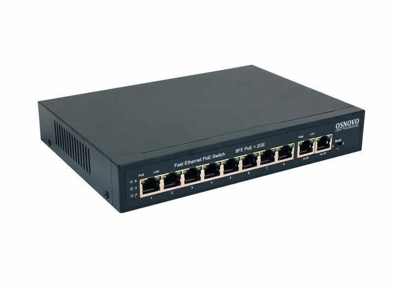 Коммутатор PoE SW-20820(120Вт) Fast Ethernet на 10 RJ45 портов OSNOVO 13233
