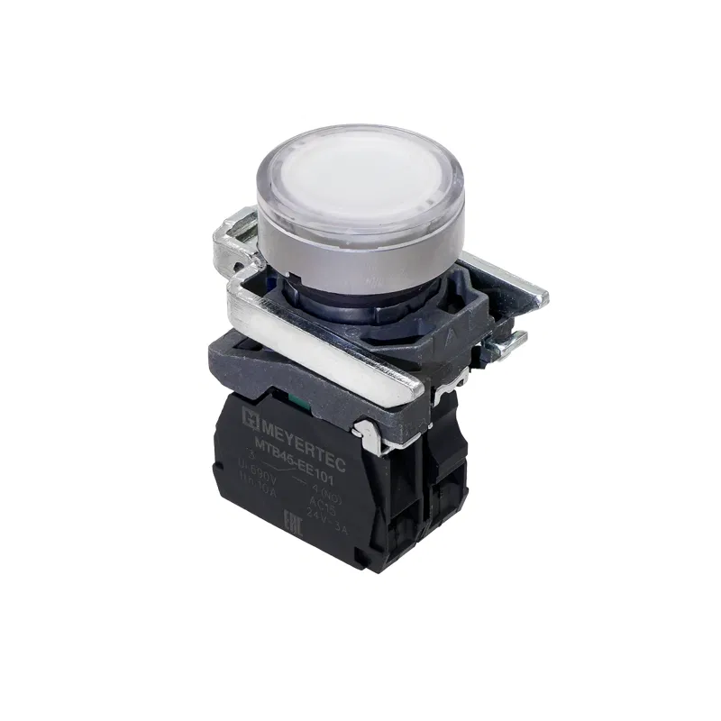 Кнопка с подсветкой 1NO 24В AC/DC IP65 металл MTB4-BW31711 бел. ОВЕН 137164
