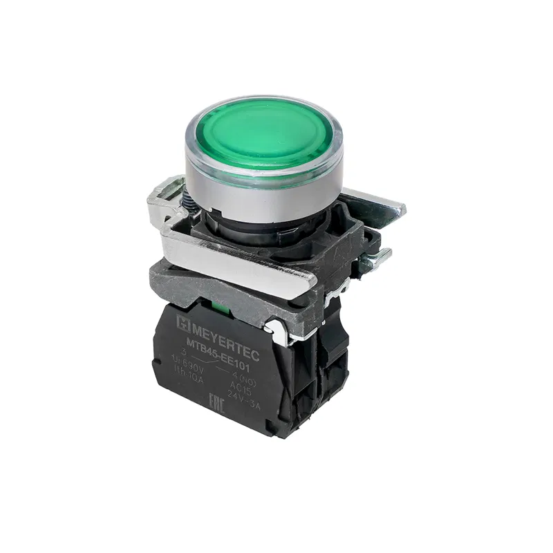 Кнопка с подсветкой 1NO 24В AC/DC IP65 металл MTB4-BW33711 зел. ОВЕН 137165