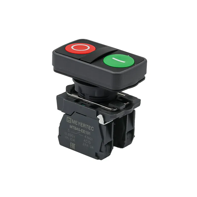 Кнопка двойная плоская маркировка "I+O" 1NO+1NC IP65 пластик MTB5-AL8325 красн./зел. ОВЕН 137262