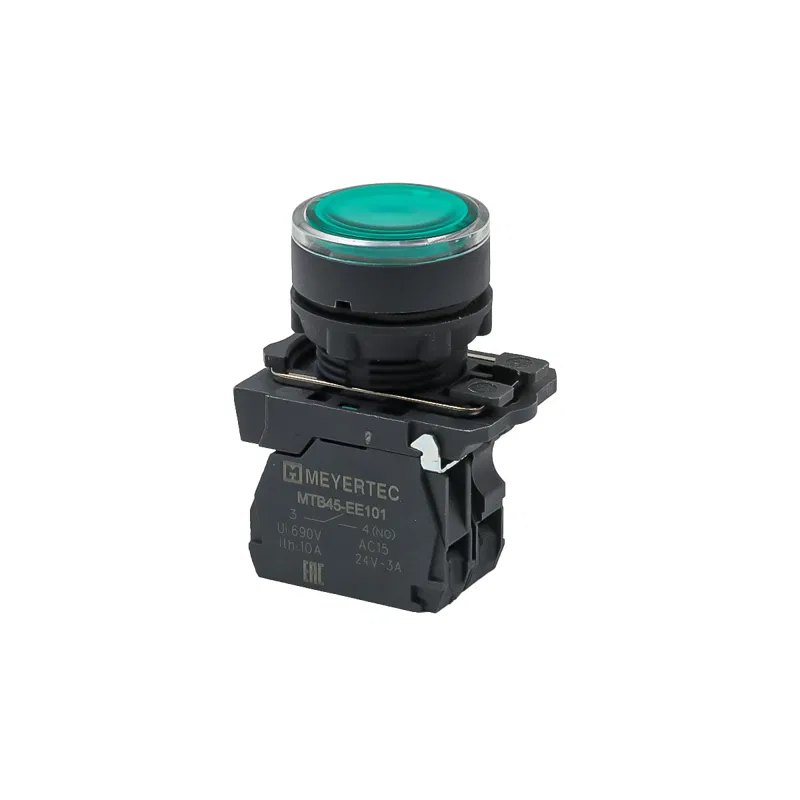 Кнопка с подсветкой 1NO 24В AC/DC IP65 пластик MTB5-AW33711 зел. ОВЕН 137274