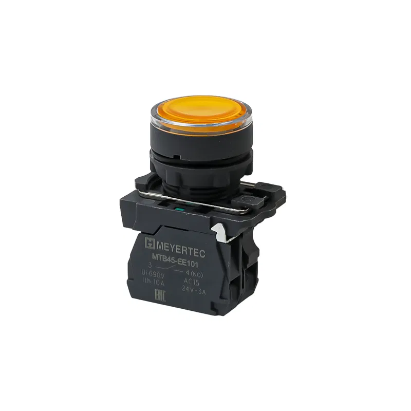 Кнопка с подсветкой 1NO 24В AC/DC IP65 пластик MTB5-AW35711 желт. ОВЕН 137276