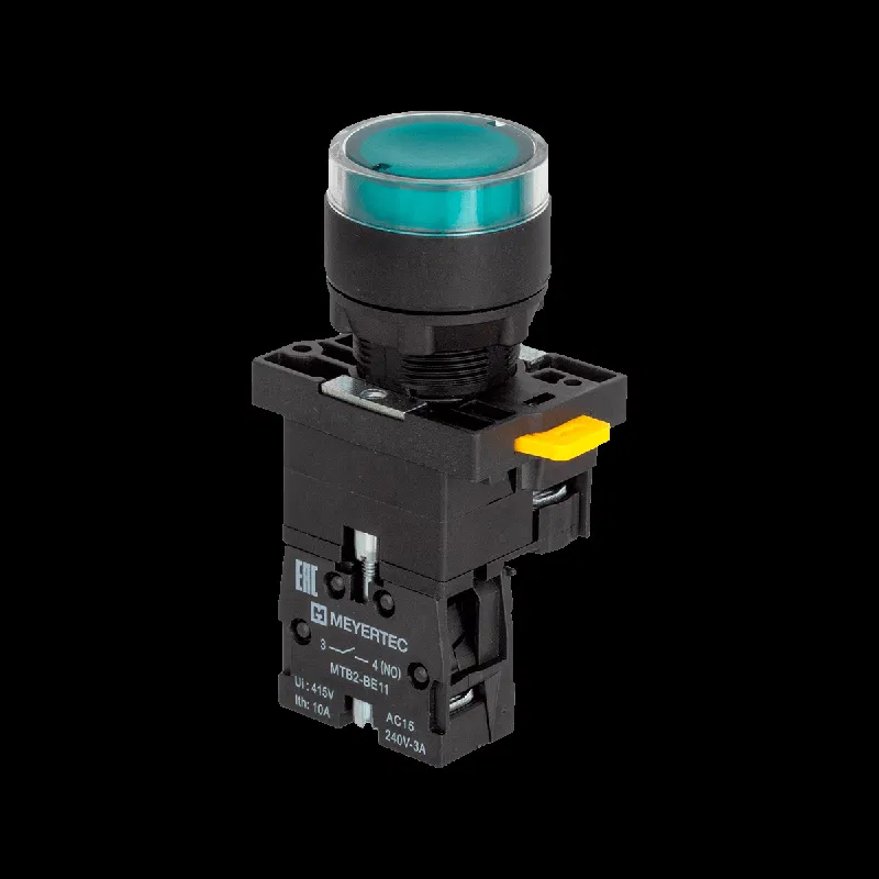 Кнопка с подсветкой 1NO 24В AC/DC IP54 пластик MTB2-EW33611 зел. ОВЕН 139434