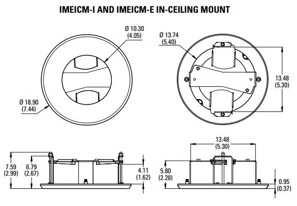 Flush mount mount for Sarix Enh+ ext. Pelco IMEICM-E