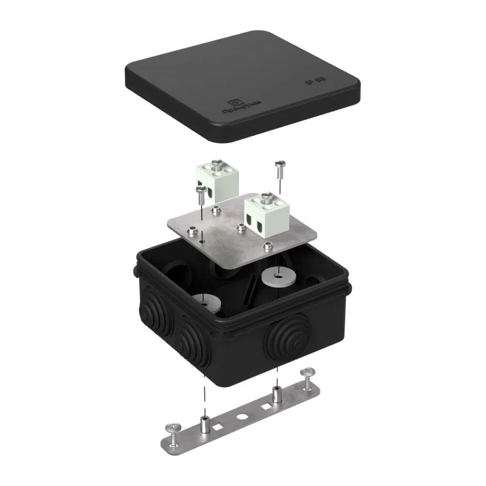Коробка огнестойкая для о/п 40-0210-FR1.5-4 Е15-Е120 RAL9005 80х80х40 (44 шт/уп) Промрукав 40-0210-9005-FR1.5-4