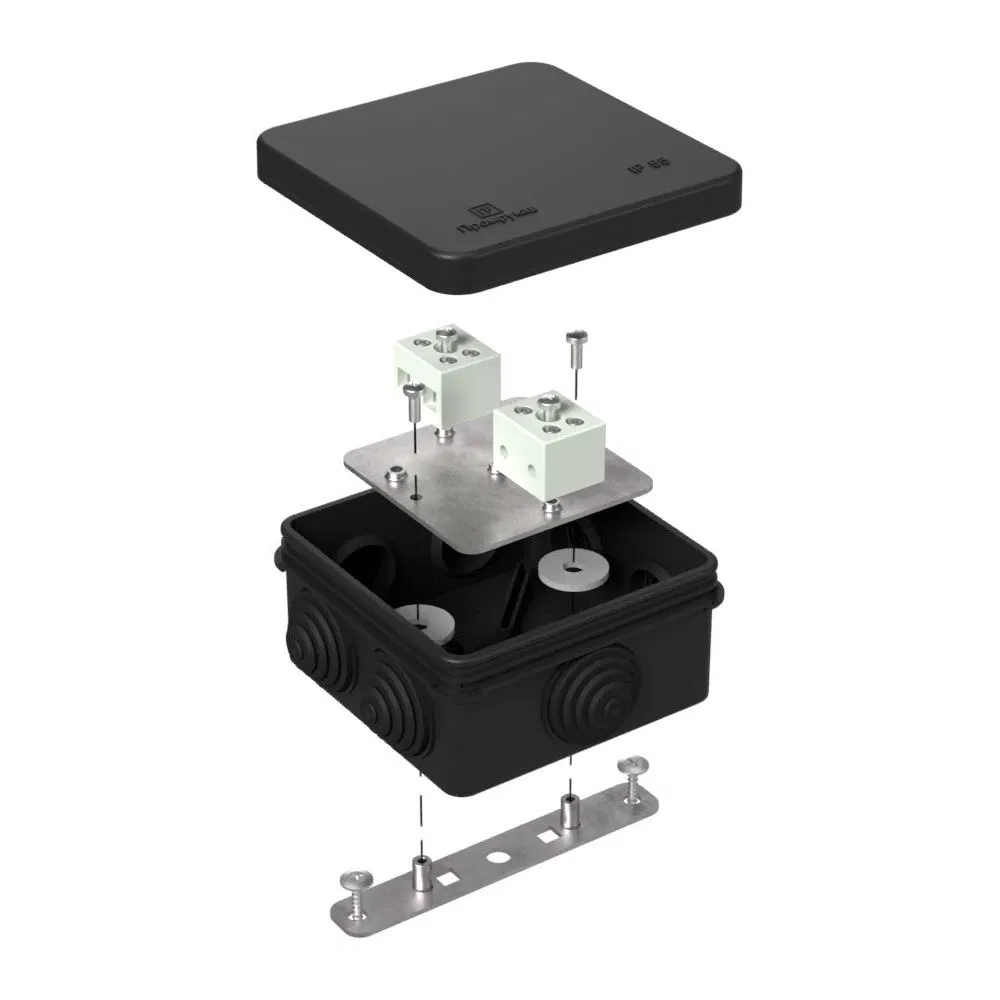 Fire-resistant box for o/p 40-0210-FR6.0-4 E15-E120 RAL9005 80x80x40 Promrukav 40-0210-9005-FR6.0-4