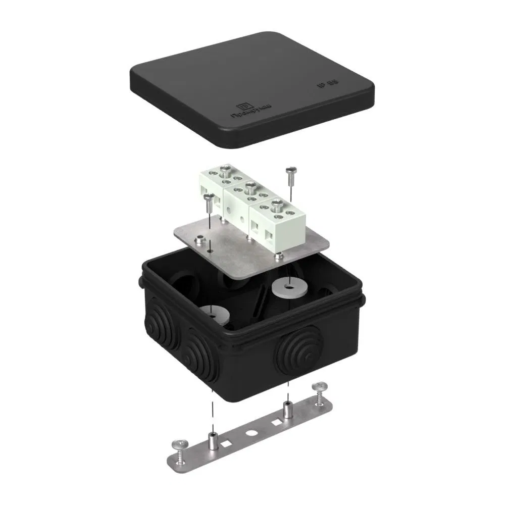 Fire-resistant box for o/p 40-0210-FR6.0-6 E15-E120 RAL9005 80x80x40 Promrukav 40-0210-9005-FR6.0-6