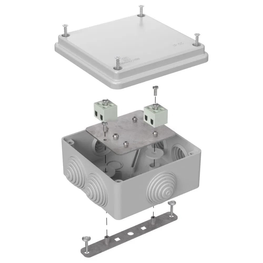 Коробка огнестойкая для о/п 40-0300-FR1.5-4 Е15-Е120 RAL7035 100х100х50 (14 шт/кор) Промрукав 40-0300-7035-FR1.5-4