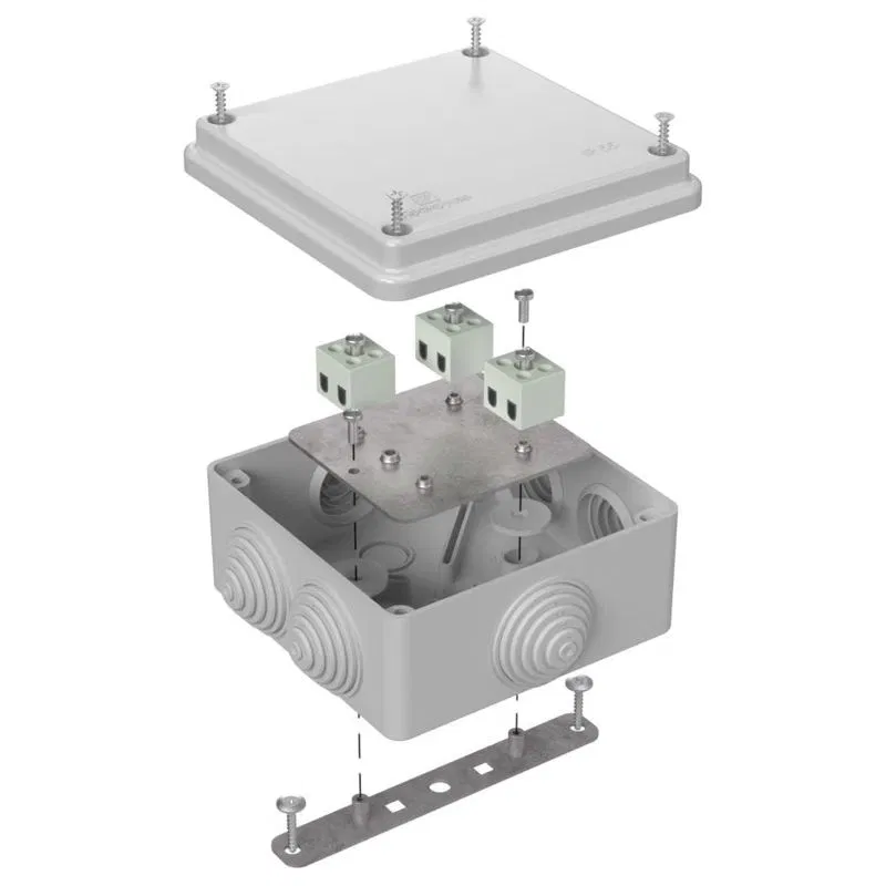 Коробка огнестойкая ОП 100х100х50 40-0300-FR2.5-6 Е15-Е120 RAL7035 Промрукав 40-0300-7035-FR2.5-6