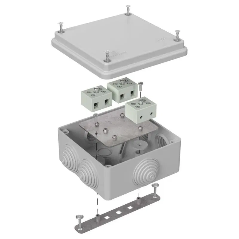 Коробка огнестойкая ОП 100х100х50 40-0300-FR6.0-6 Е15-Е120 RAL7035 Промрукав 40-0300-7035-FR6.0-6
