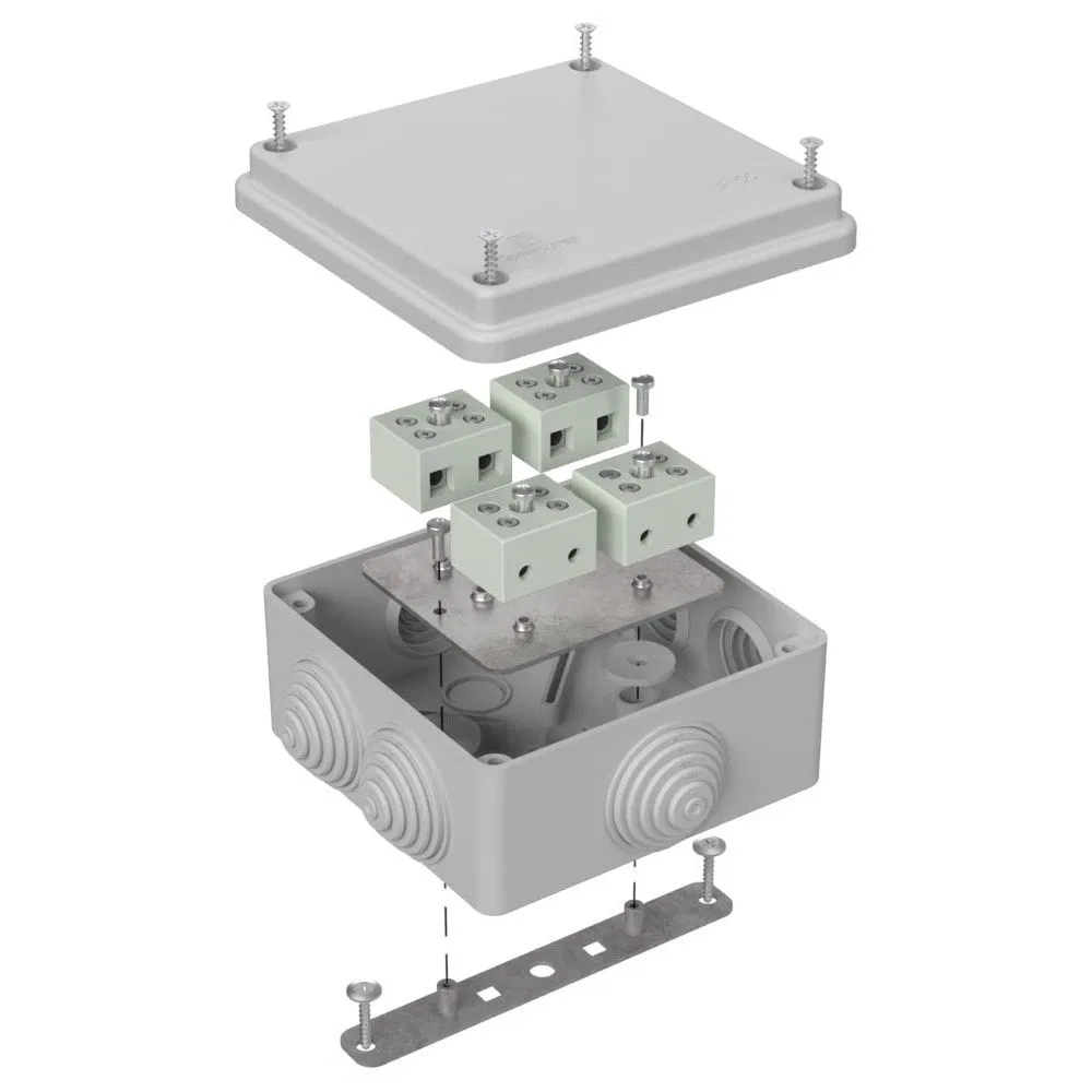 Fire-resistant box for o/p 40-0300-FR6.0-8 E15-E120 RAL7035 100x100x50 (14 pcs/box) Promrukav 40-0300-7035-FR6.0-8