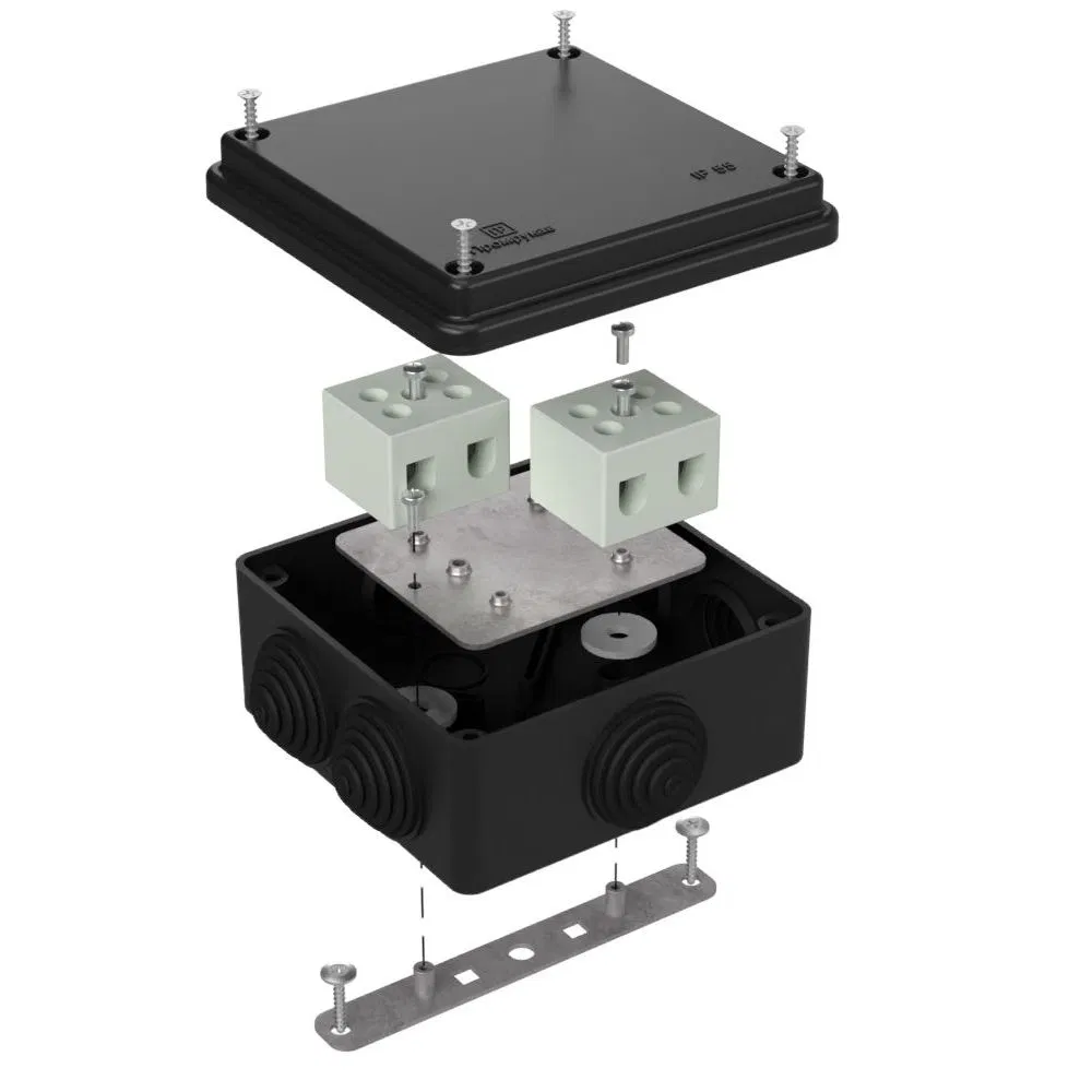 耐火接线盒用于 o/p 40-0300-FR10.0-4 E15-E120 RAL9005 100x100x50 (14 шт/кор) Промрукав 40-0300-9005-FR10.0-4