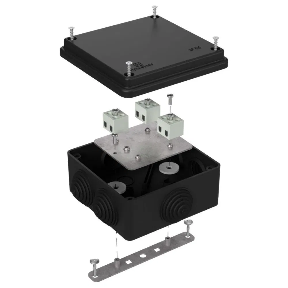 防火盒用于 o/p 40-0300-FR1.5-6 E15-E120 RAL9005 100x100x50 (14 шт/кор) Промрукав 40-0300-9005-FR1.5-6