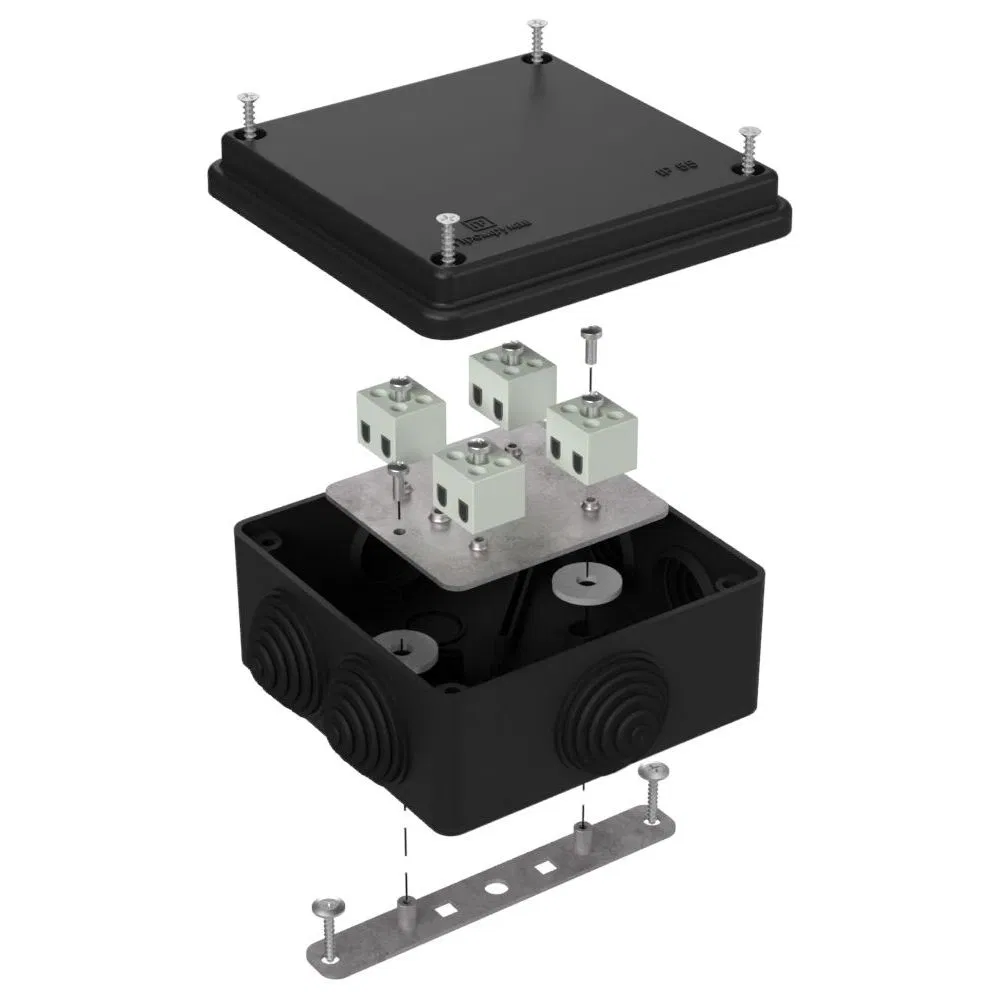 耐火接线盒用于 o/p 40-0300-FR1.5-8 E15-E120 RAL9005 100x100x50 (14 шт/кор) Промрукав 40-0300-9005-FR1.5-8