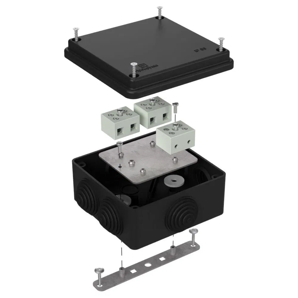 耐火接线盒用于 o/p 40-0300-FR6.0-6 E15-E120 RAL9005 100x100x50 (14 шт/кор) Промрукав 40-0300-9005-FR6.0-6