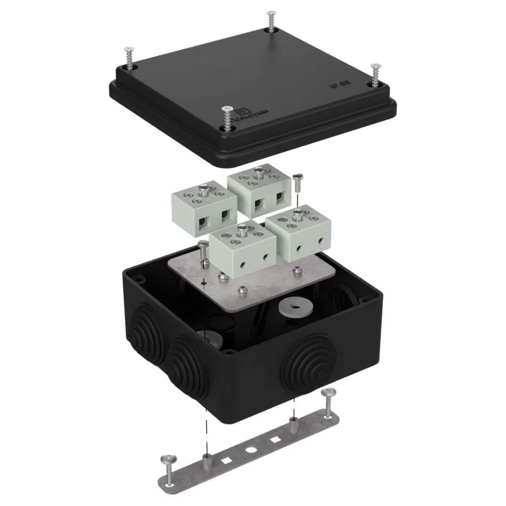 耐火接线盒用于 o/p 40-0300-FR6.0-8 E15-E120 RAL9005 100x100x50 (14 шт/кор) Промрукав 40-0300-9005-FR6.0-8