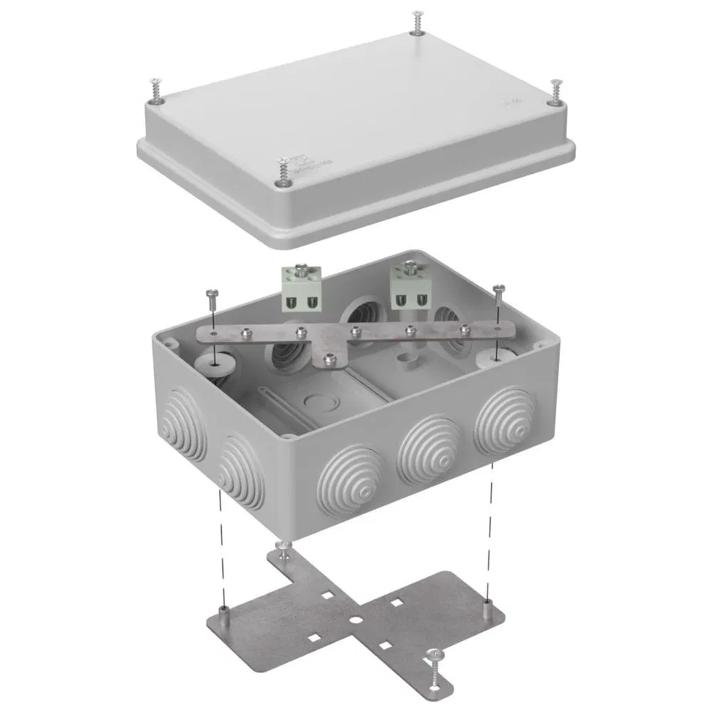 耐火接线盒用于 o/p 40-0310-FR1.5-4 E15-E120 RAL7035 150х110х70 (6 шт/кор) Промрукав 40-0310-7035-FR1.5-4