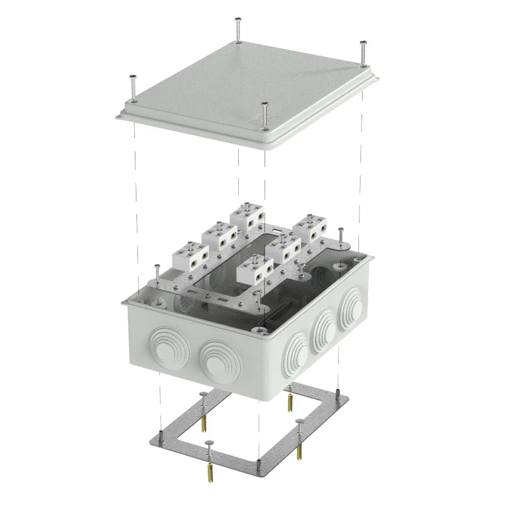 Fire-resistant box for o/p 40-0320-FR6.0-4-12-P E15-E60 RAL7035 200x150x75 (5 pcs/box) Promrukav 40-0320-7035-FR6.0-4-12-P