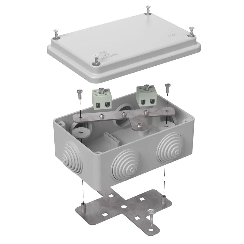 Коробка огнестойкая для о/п 40-0340-FR2.5-4 Е15-Е120 RAL7035 120х80х50 (23 шт/кор) Промрукав 40-0340-7035-FR2.5-4