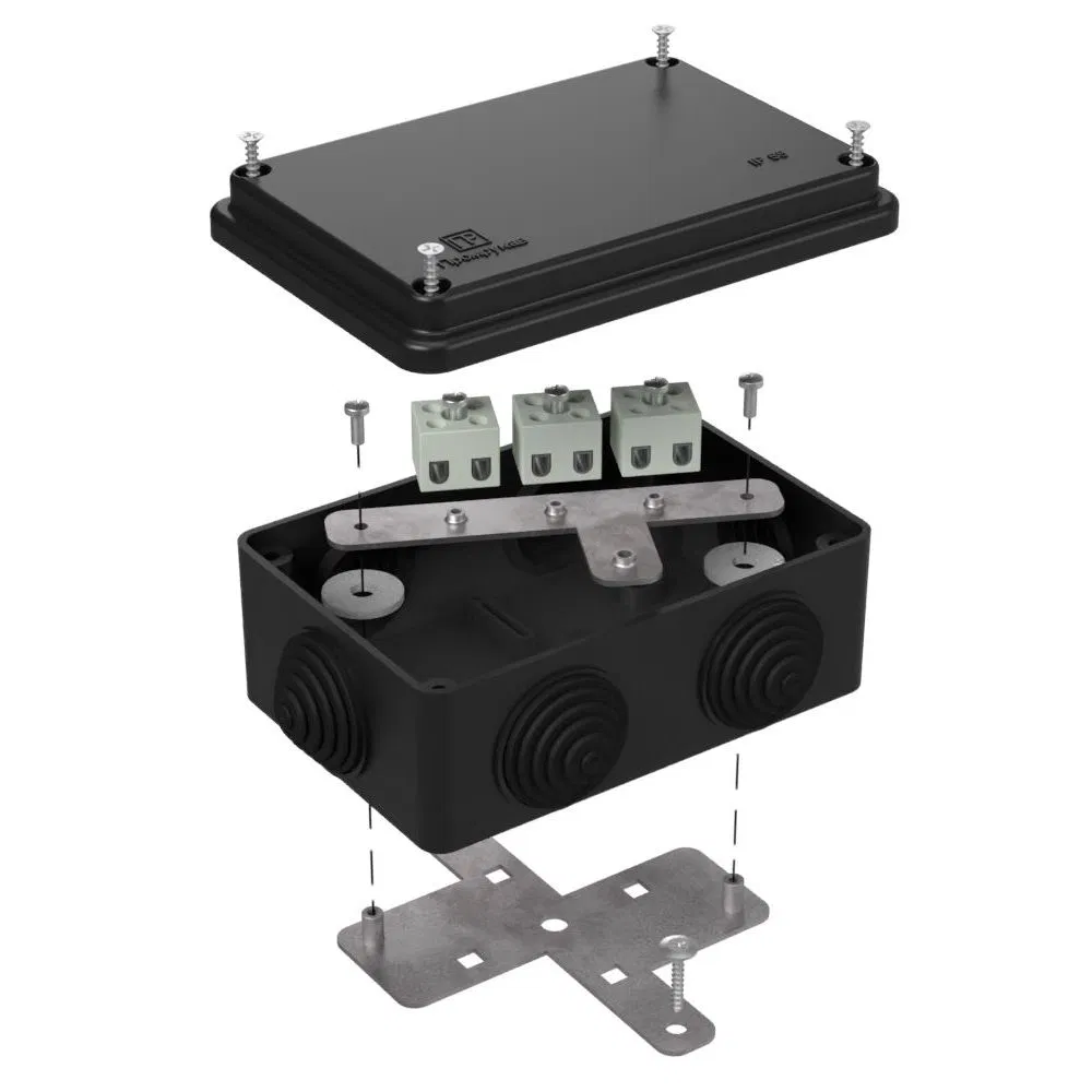 Коробка огнестойкая для о/п 40-0340-FR1.5-6 Е15-Е120 RAL9005 120х80х50 (23 шт/кор) Промрукав 40-0340-9005-FR1.5-6