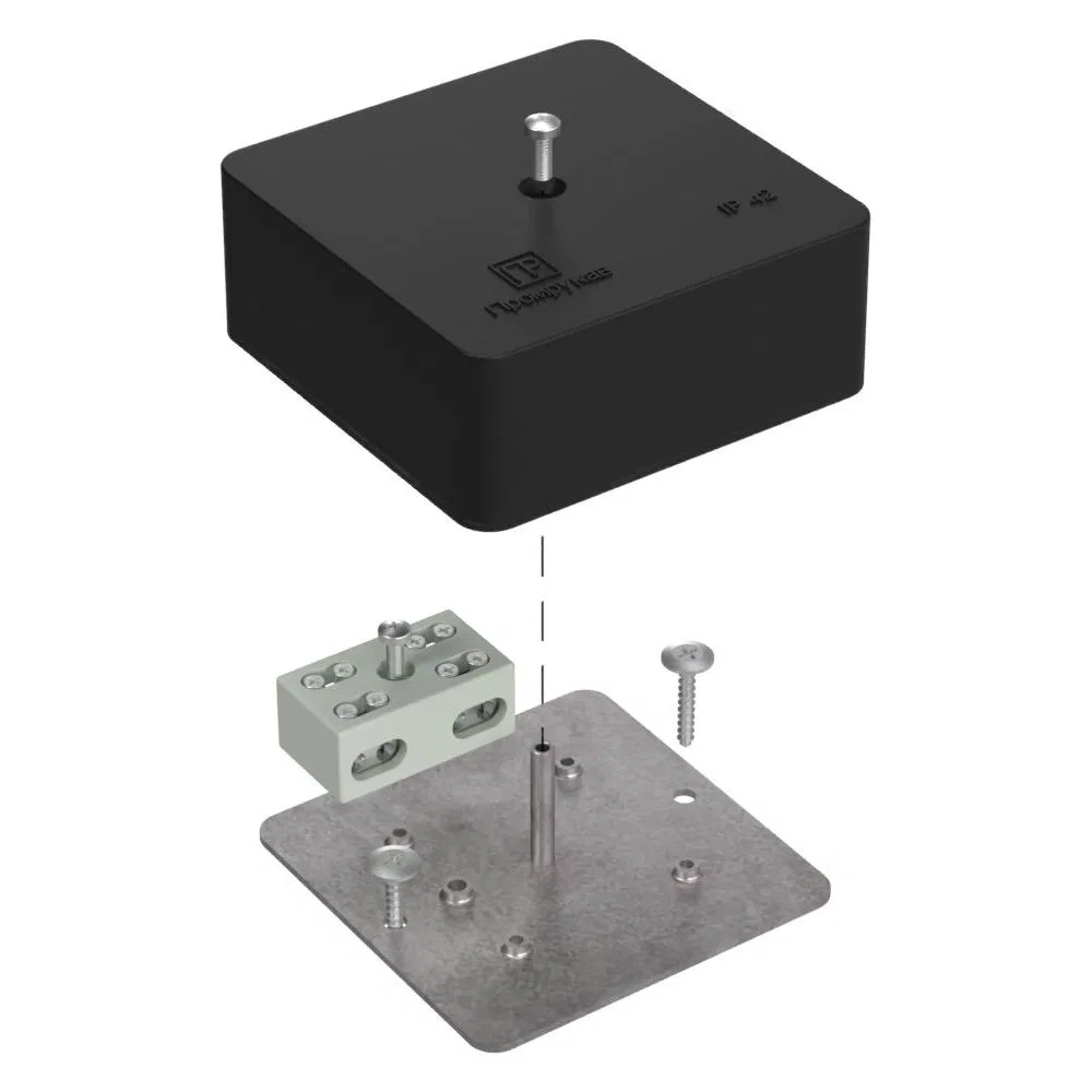 Fire-resistant junction box for cable duct 40-0450-FR6.0-4-2-P E15-E60 RAL9005 75x75x30 (87 pcs/box) Promrukav 40-0450-9005-FR6.0-4-2-P