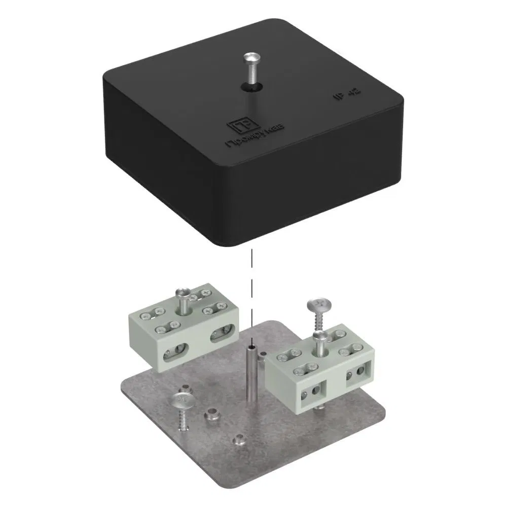 Fire-resistant junction box for cable duct 40-0450-FR6.0-4-4-P E15-E60 RAL9005 75x75x30 (87 pcs/box) Promrukav 40-0450-9005-FR6.0-4-4-P